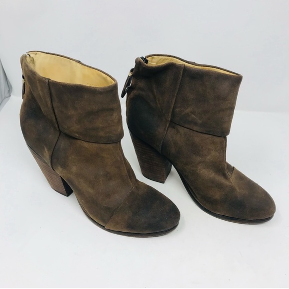 Rag & Bone Newbury Leather Suede Heeled Ankle Booties Brown Size 38.5 - Picture 6 of 6